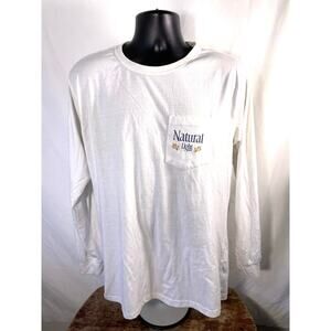 Natural Light Beer Long Sleeve Pocket Tee White Large